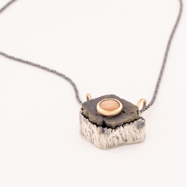 Serpentine + Peach Moonstone Necklace